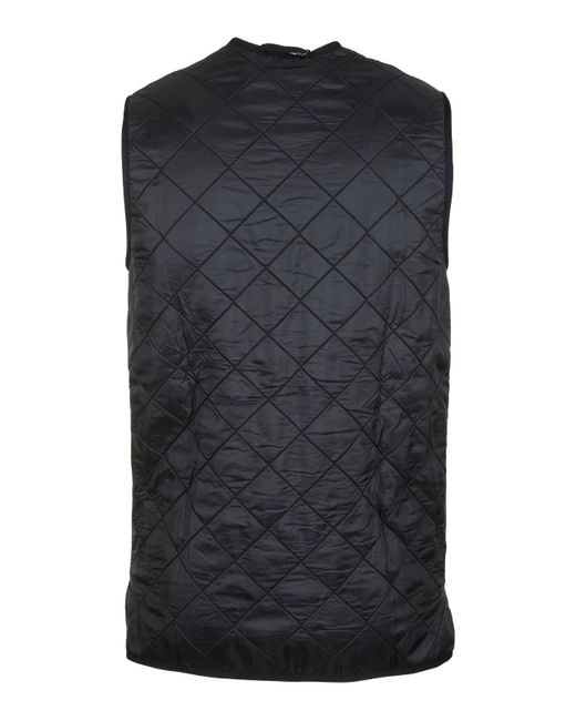 Barbour Black Quilted Fleece Zip Vest for men