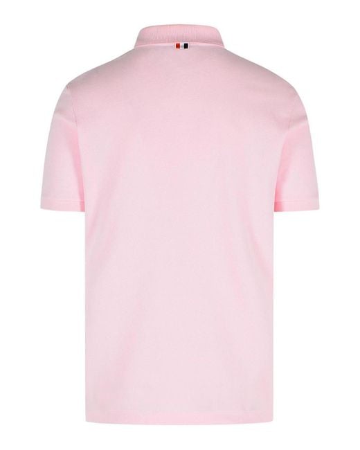 Thom Browne Pink Cotton Polo Shirt for men