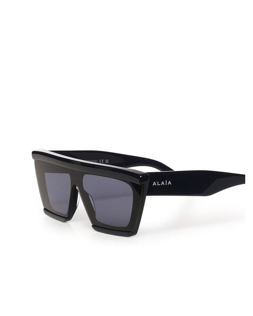 Alaïa Gray Rectangular Acetate Sunglasses