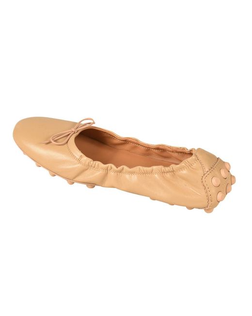 Tod's Natural Gommino Slip-On Ballerina Shoes