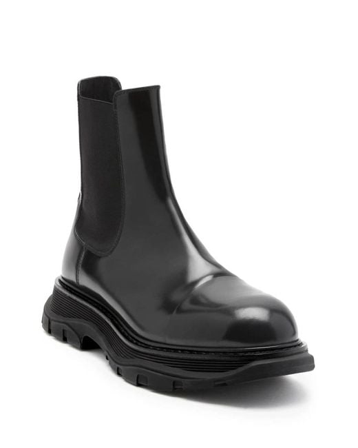 Alexander McQueen Black Tread Slick Chelsea Boots for men