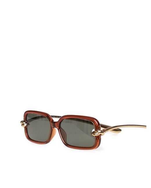 Bottega Veneta Gray Knot Rectangular Sunglasses