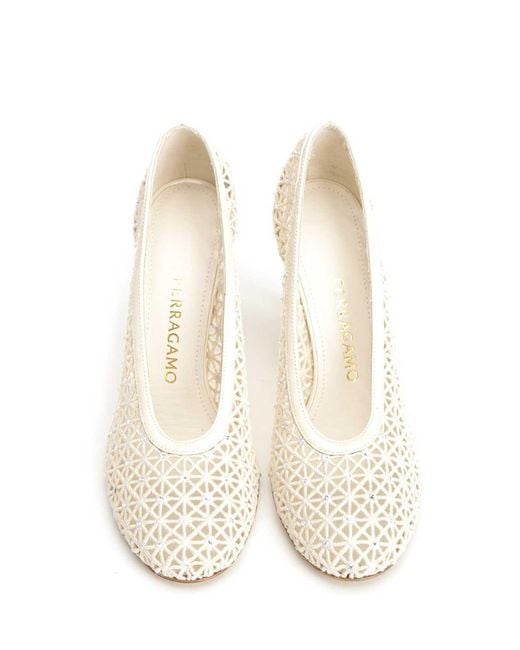 Ferragamo Natural Macram Pumps