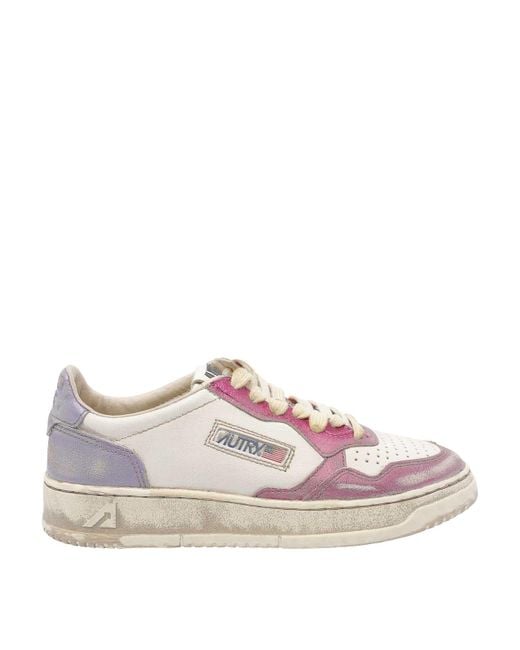 Autry Pink Super Vintage Medalist Low Sneakers