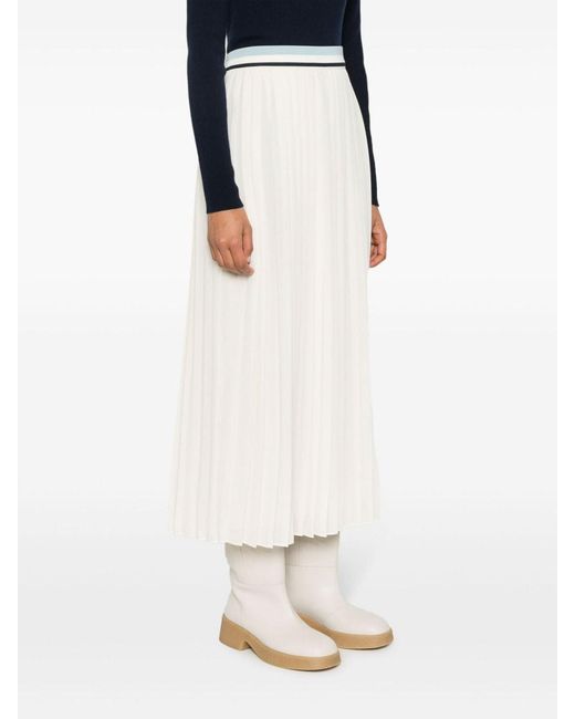 Moncler White Pleated Maxi Skirt