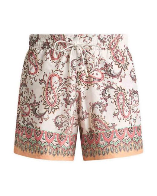Etro Red Polyester Swim-Trunk Roma for men