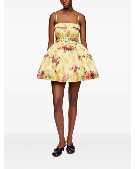 Ganni Metallic Printed Duchesse Satin Bubble Mini Dress