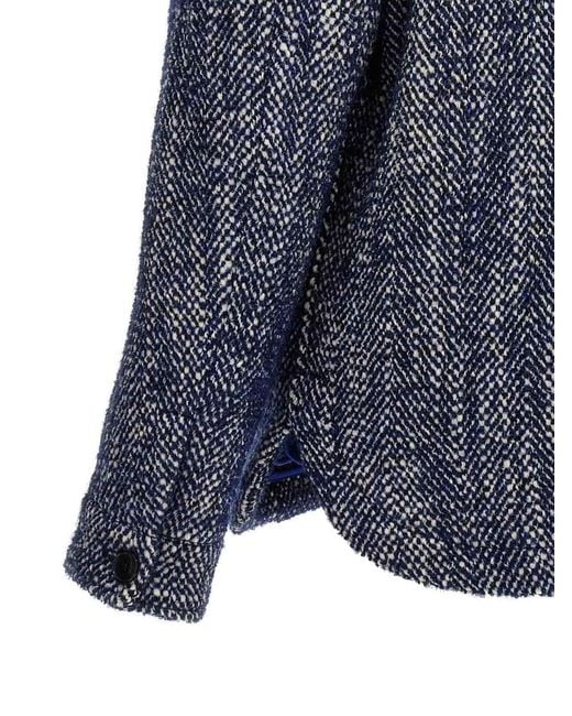 Etro Blue Wool Overshirt Jacket