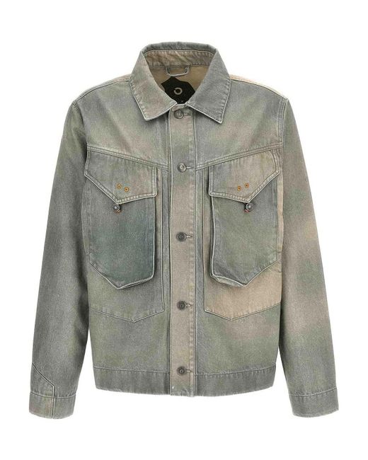 Objects IV Life Gray Traditional Denim Jacket for men