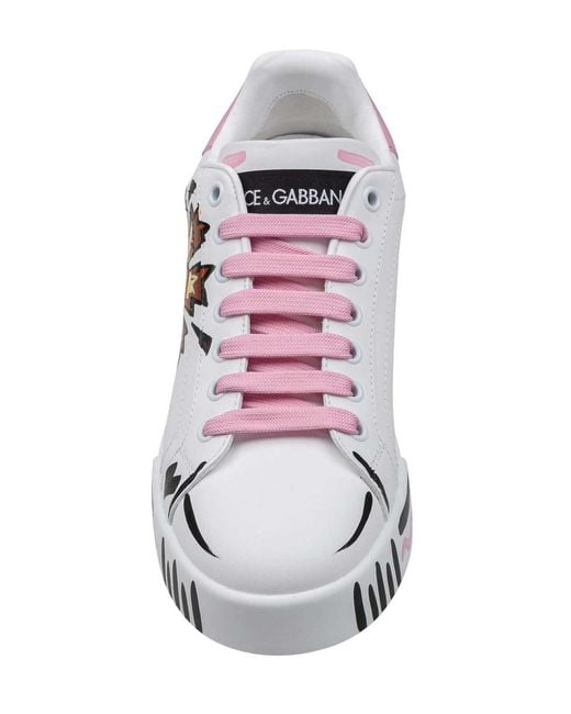 Dolce & Gabbana White Hand-Painted Leather Sneaker