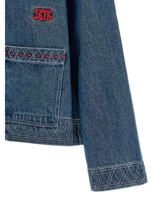 Bode Blue Embroidery Denim Jacket for men