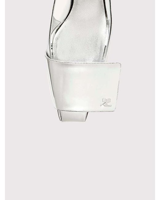 Courreges White Mirror-Effect Slingback