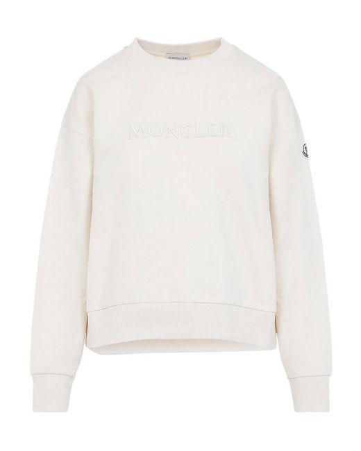 Moncler White Logo Cotton Sweatshirt