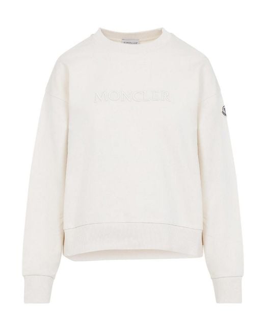 Moncler White Logo Cotton Sweatshirt