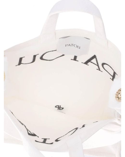 Patou White Logo Vertical Tote Bag