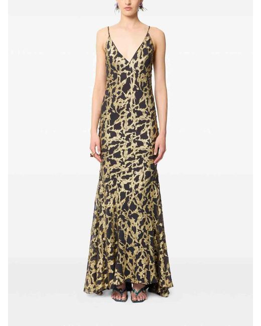 Nina Ricci Metallic Long Silk Dress