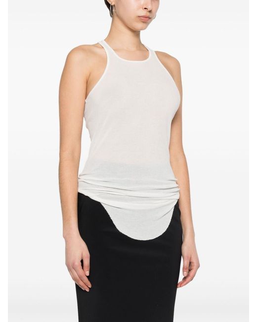 Rick Owens White Fine-ribbed Tank Top