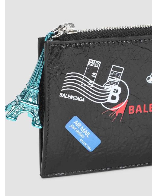 Balenciaga Black Cash Long Card Holder for men