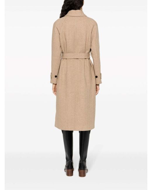 DUNST Belted Wool Trench Coat in Natural Lyst