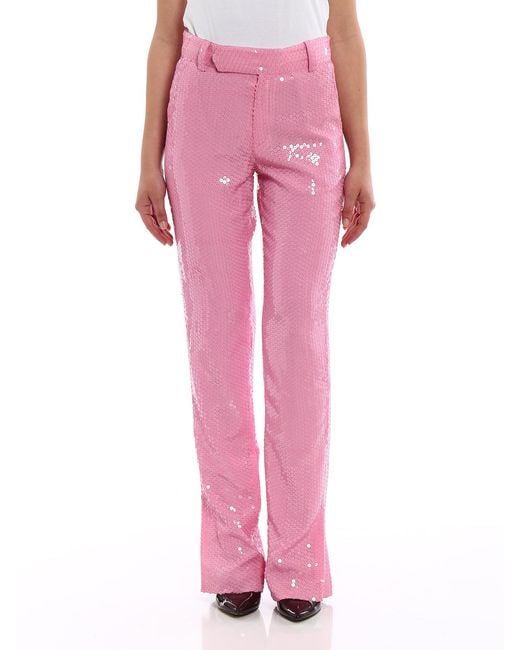 MSGM Pink Sequined Trousers