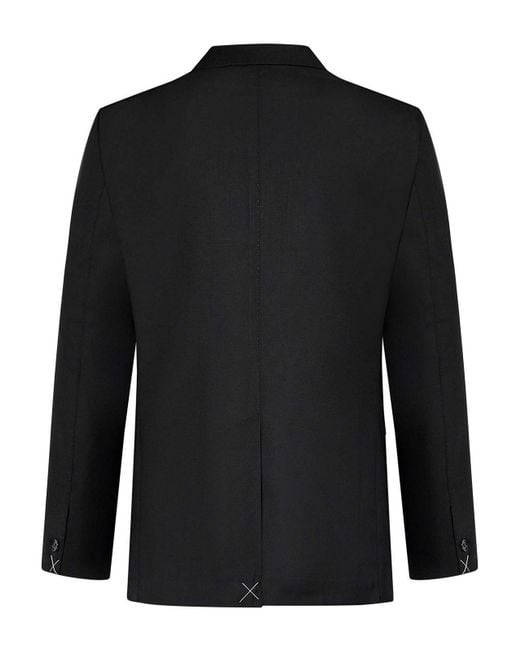 Low Brand Black Tropical Virgin Wool Double-Breasted Blazer for men