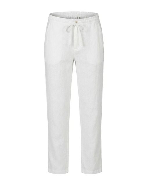 120% Lino White Drawsting Pants for men