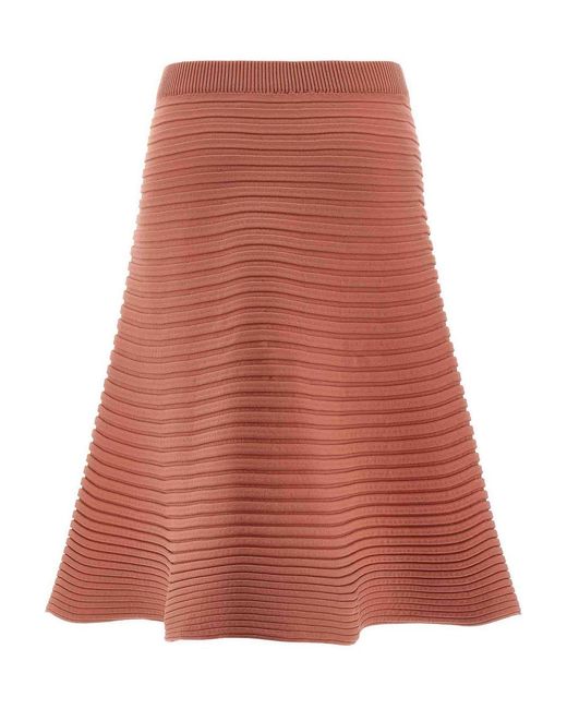 Pleats Please Issey Miyake Red Polyester Midi Skirt