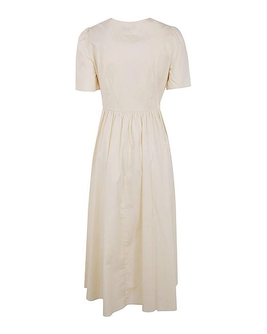 Twin Set White V-neck Belted Long Dress