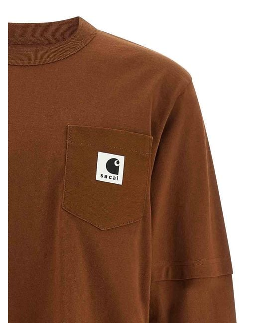 Sacai Brown T-Shirt Capsule X Carhartt Wip