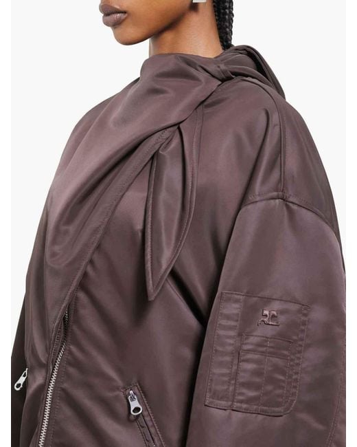 Courreges Brown Bomber With Oversized Bow