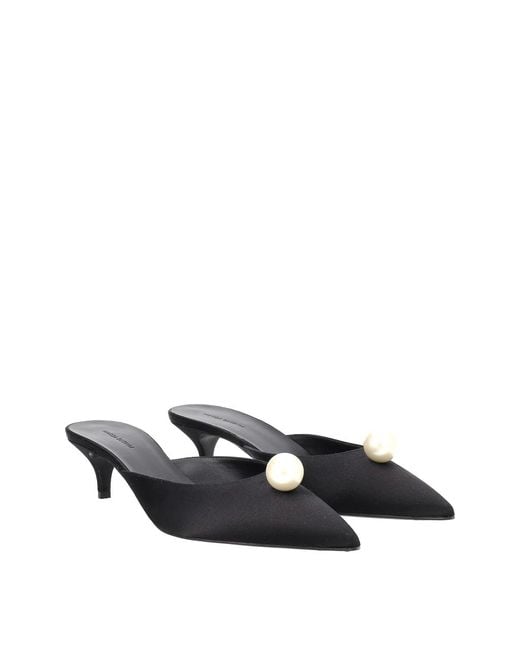 Magda Butrym White Silk Mule With Pearl