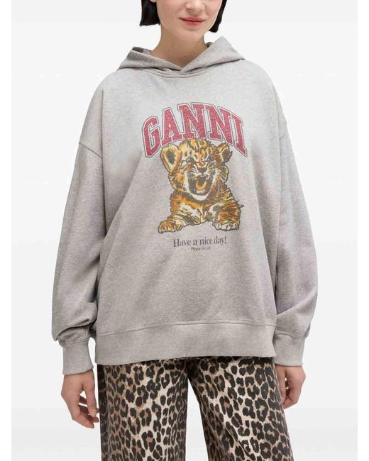 Ganni White Margot Kitty Organic Cotton Hoodie