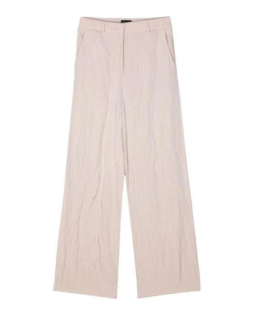 Giorgio Armani White Creased Twill Straight Leg Trousers