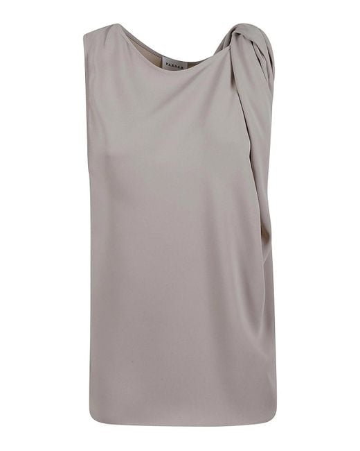 P.A.R.O.S.H. Gray Single Shoulder Drape Top With Flowy Silhouette