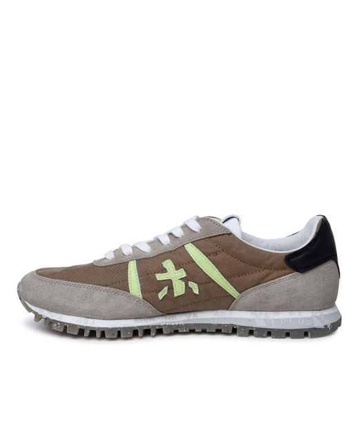 Premiata Gray 'Sean' Leather And Fabric Sneakers for men