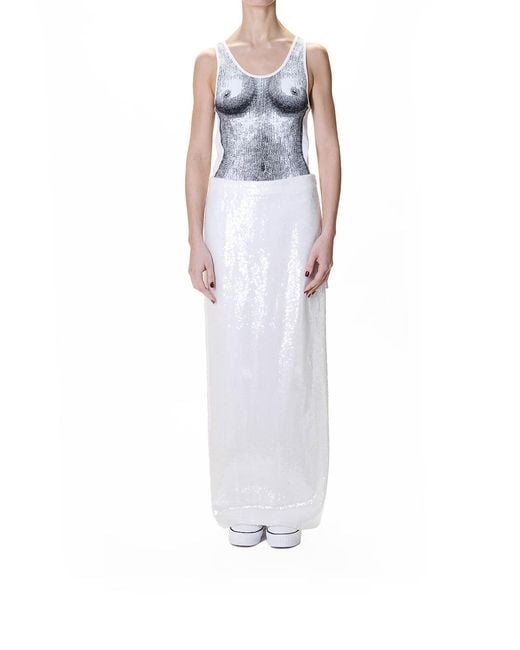 Moschino White Gonna Paillettes