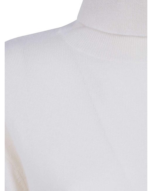 P.A.R.O.S.H. White Cashmere Turtle Neck Sweater
