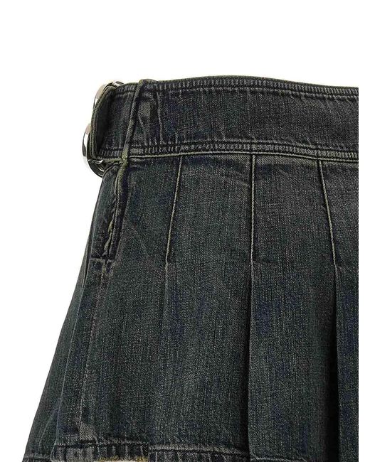 Balenciaga Gray Buckle Pleated Skirt