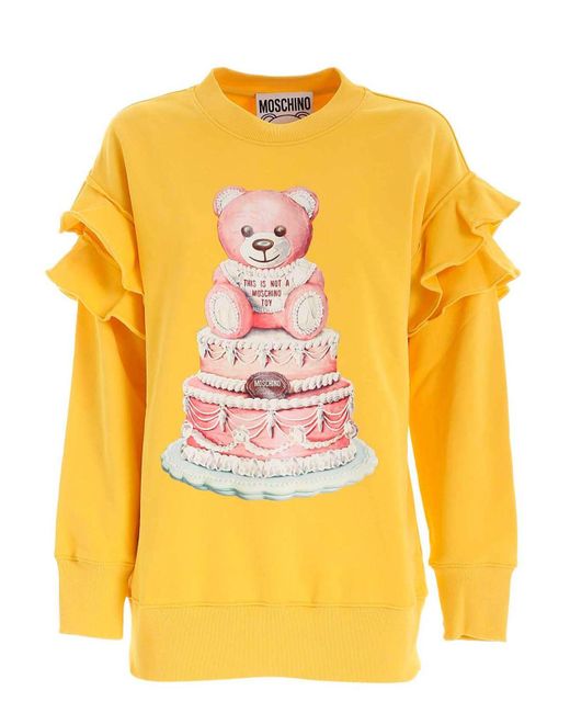 Moschino Yellow Cake Teddy Bear Ruches Sweatshirt