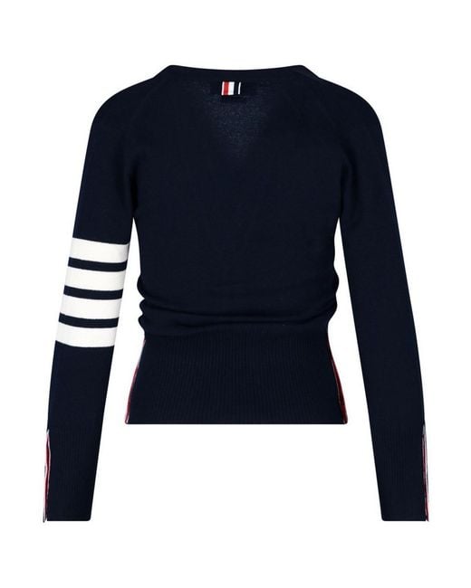 Thom Browne Blue 4-Bar Cashmere Cardigan
