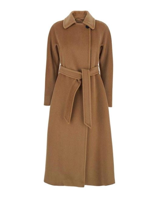 Max Mara Brown Coat Wool With Spread Collar