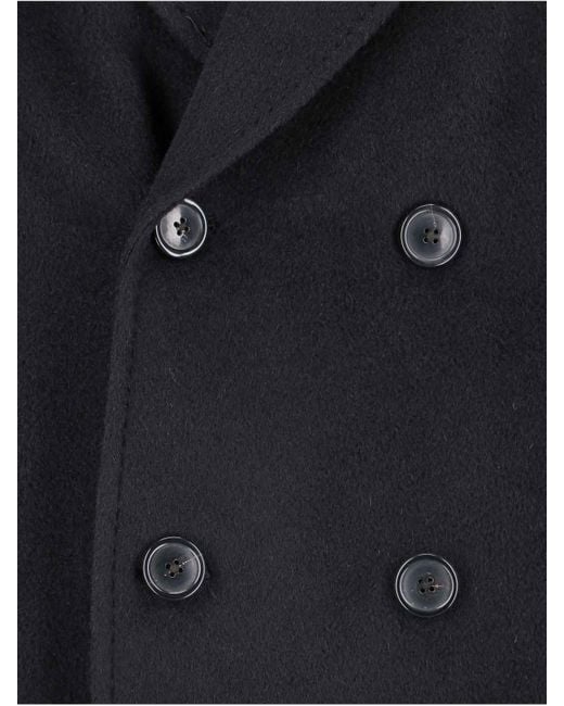 Our Legacy Black Double-Breasted Wool Overcoat for men