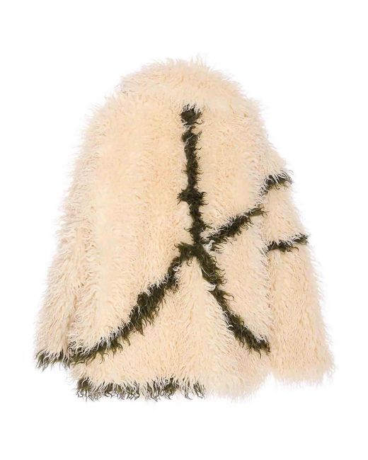 Jakke Natural Cocoon Faux Fur Coat With Buttons