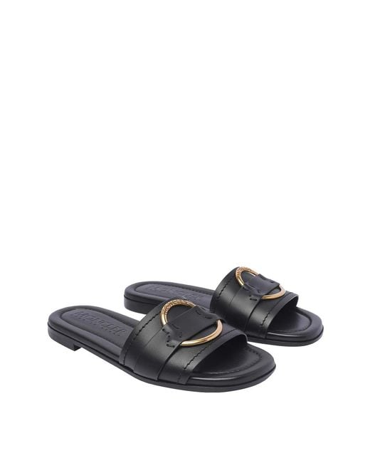 Moncler White Leather Sandals