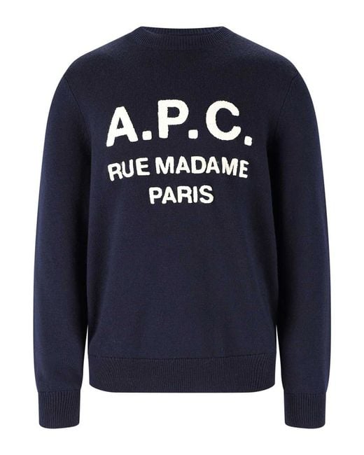 A.P.C. Blue Virgin Wool Sweater for men