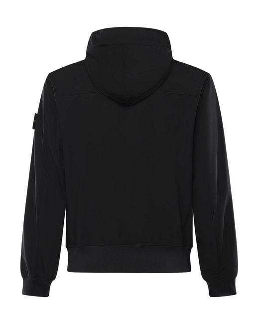 Stone Island Black Rainproof Nylon Rep Jacket With Logo for men
