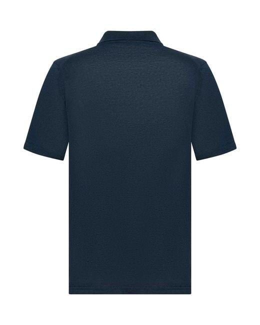 Franzese Collection Blue Linen And Cotton Knit Polo Shirt for men