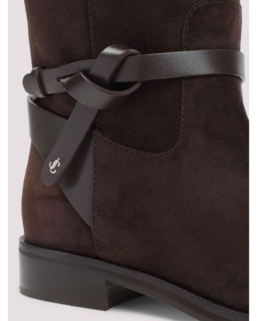 Jimmy Choo Brown Suede Lawton Kb Flat Boots