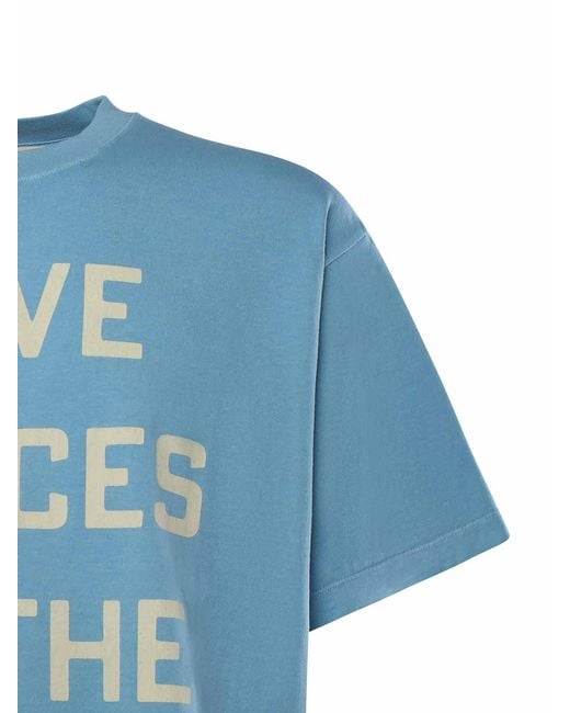Valentino Garavani Blue Printed Cotton T-Shirt for men