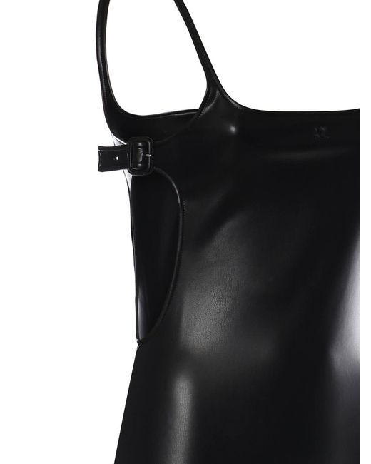 Courreges Black Cut-Out Bodysuit With Buckle